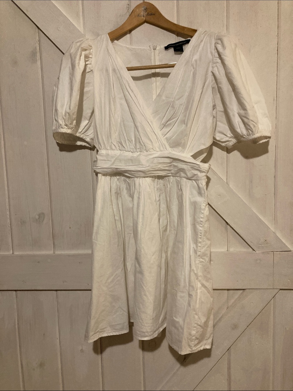 French Connection White Puff Sleeve Mini Dress
